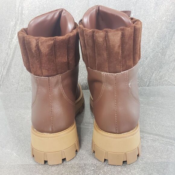 Schutz Ankle Boots 10 B Brown Leather Hiker Lace Up Sutton Booties - Picture 4 of 12